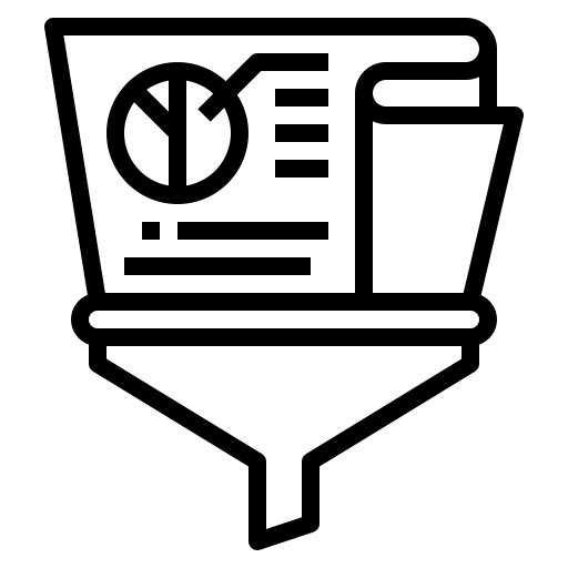 A funnel with data going into it - icon