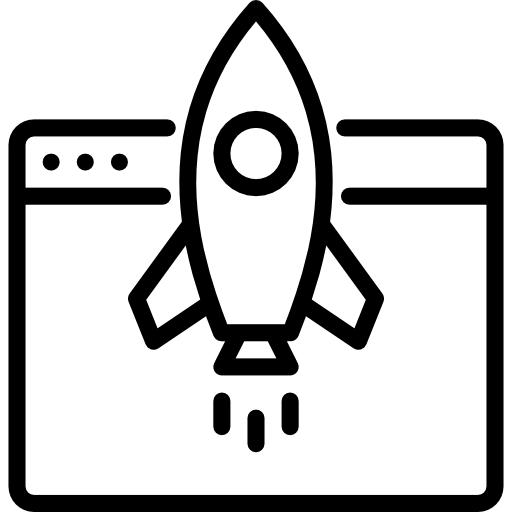 Website page with a rocket on it - icon