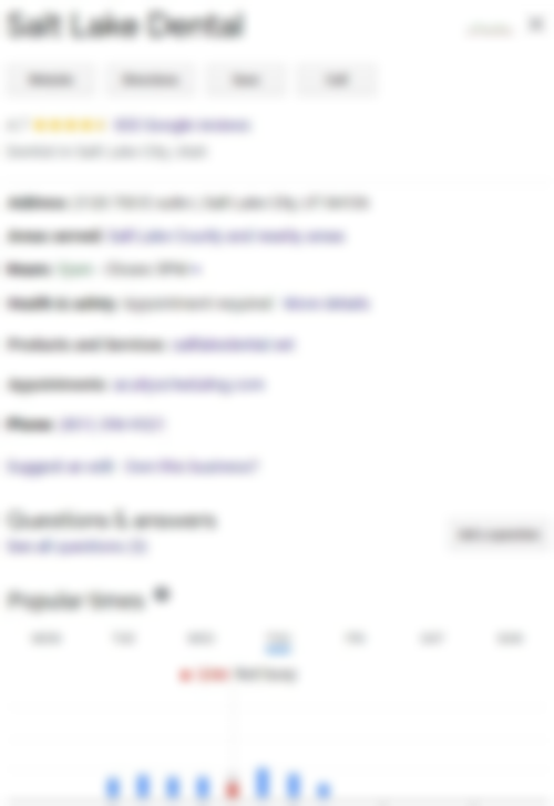 A google search showing 'Salt Lake Dental' business