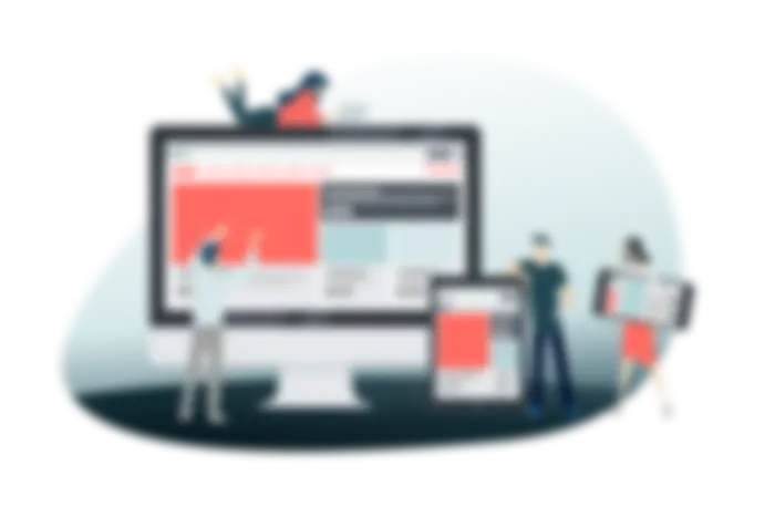 A laptop, a tablet and a mobile phone showing the same responsive website